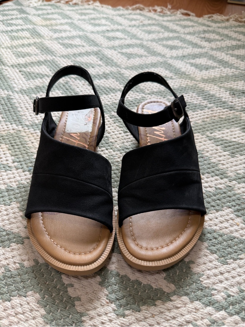 Women's Black Open-Toe Ankle Strap Sandals